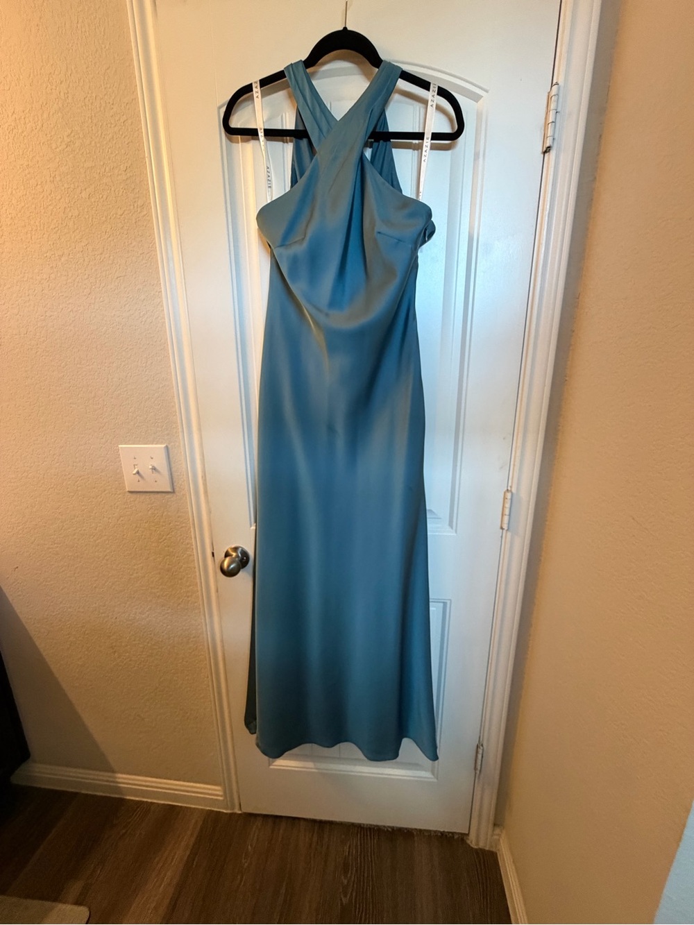 Azazie One-Shoulder Satin Gown in Bermuda